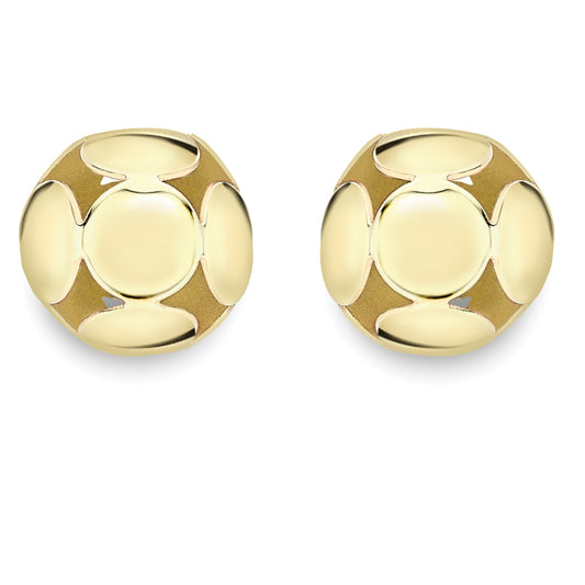 9ct Gold  Soccer Ball Cut-out Panels Stud Earrings - ERNR02443