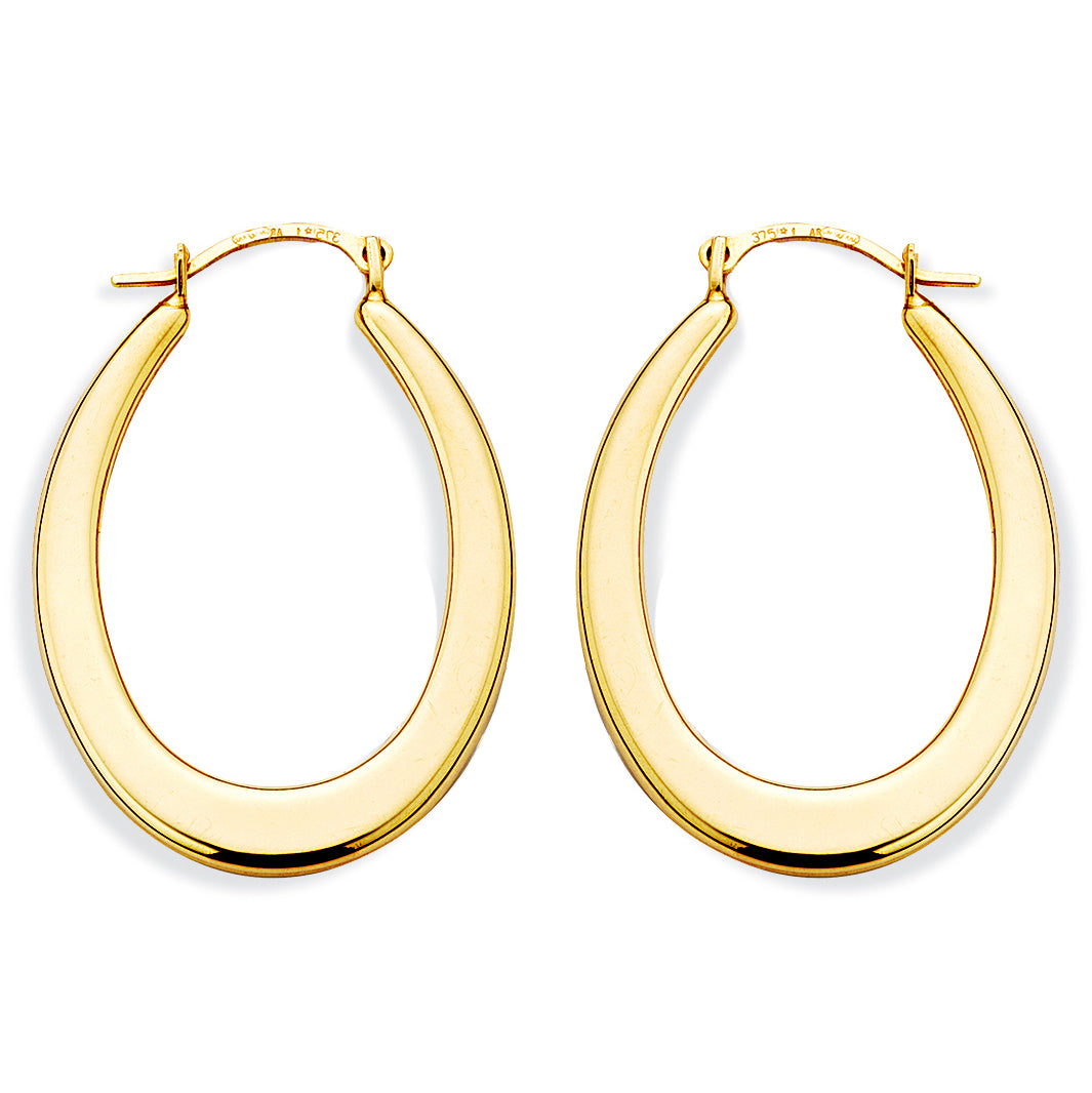 9ct Gold  - Graduated Hoop - Earrings - Ladies - ERNR02448
