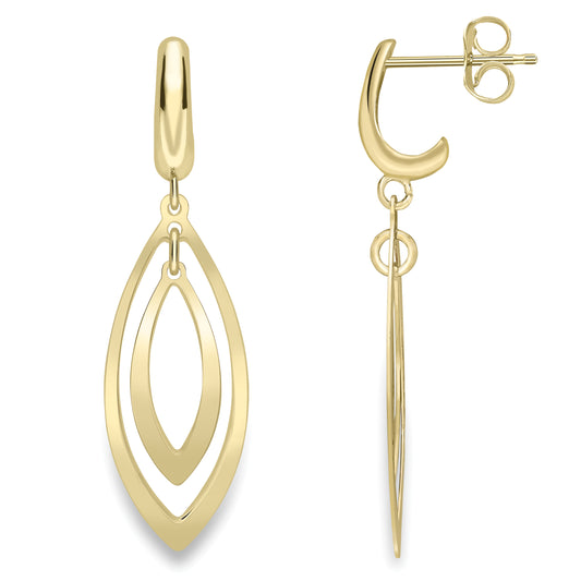 9ct Gold  Oval Eye Pod Drop Earrings - ERNR02450