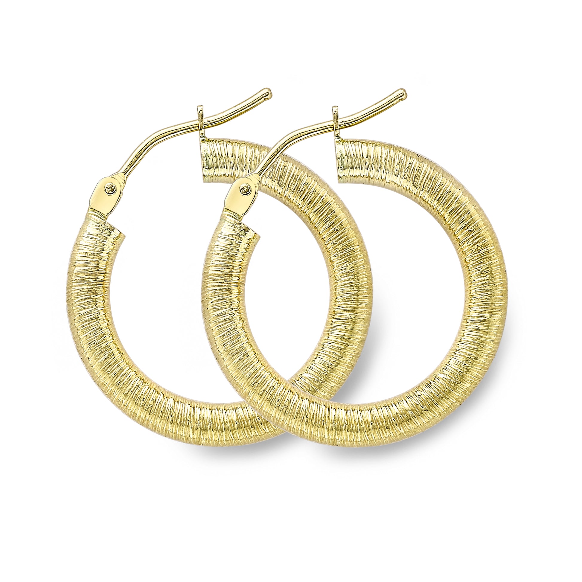 9ct Gold  Dizzy Shimmer Brushed Hoop Earrings 2mm - ERNR02499