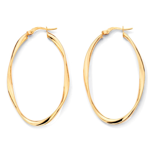 9ct Gold  - Asymmetric Hoop Earrings - - ERNR02504