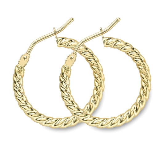 9ct Gold  Candy Rope Twist Hoop Earrings 20mm - ERNR02522