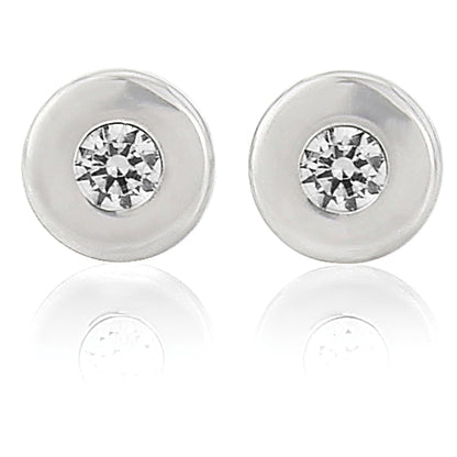 Ladies 9ct White Gold  CZ Donut Ring Stud Earrings 4mm - SENR02551