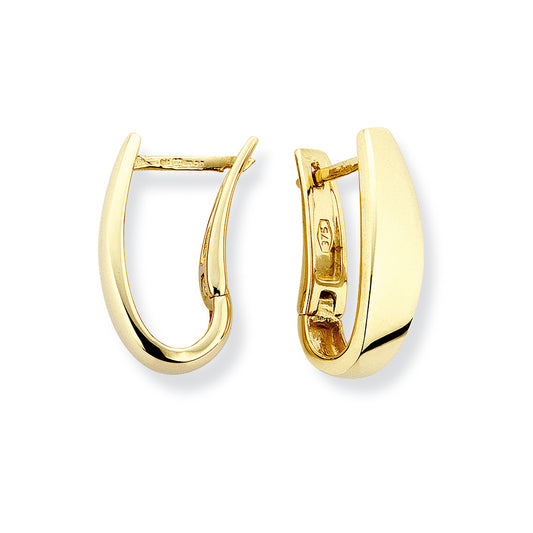 9ct Gold  Curved Huggie Tear Drop Hoop Earrings 5x18mm - ERNR02565