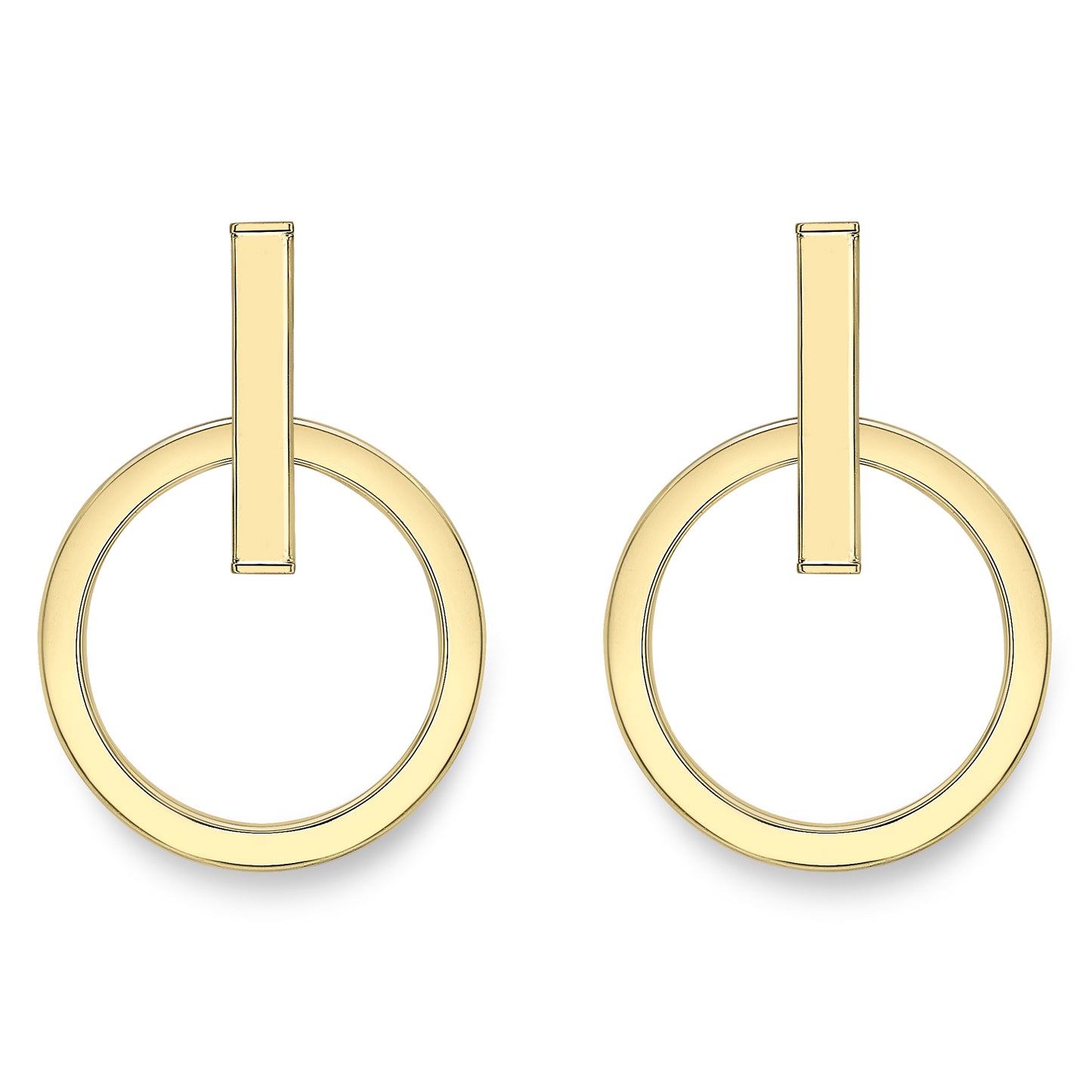 9ct Gold  Circles & Bars Drop Earrings - ERNR02626