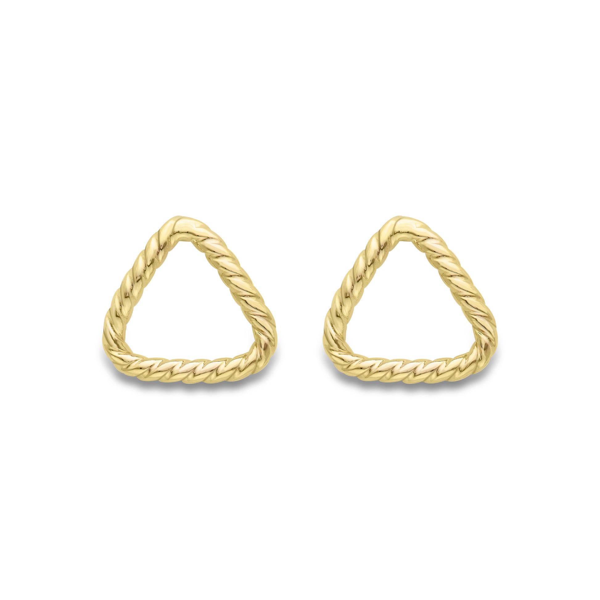 9ct Gold  Rope Twist Equilateral Triangle Stud Earrings - ERNR02648