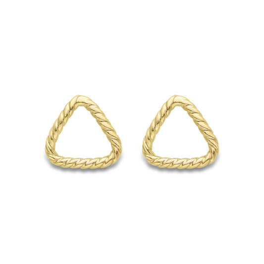 9ct Gold  Rope Twist Equilateral Triangle Stud Earrings - ERNR02648