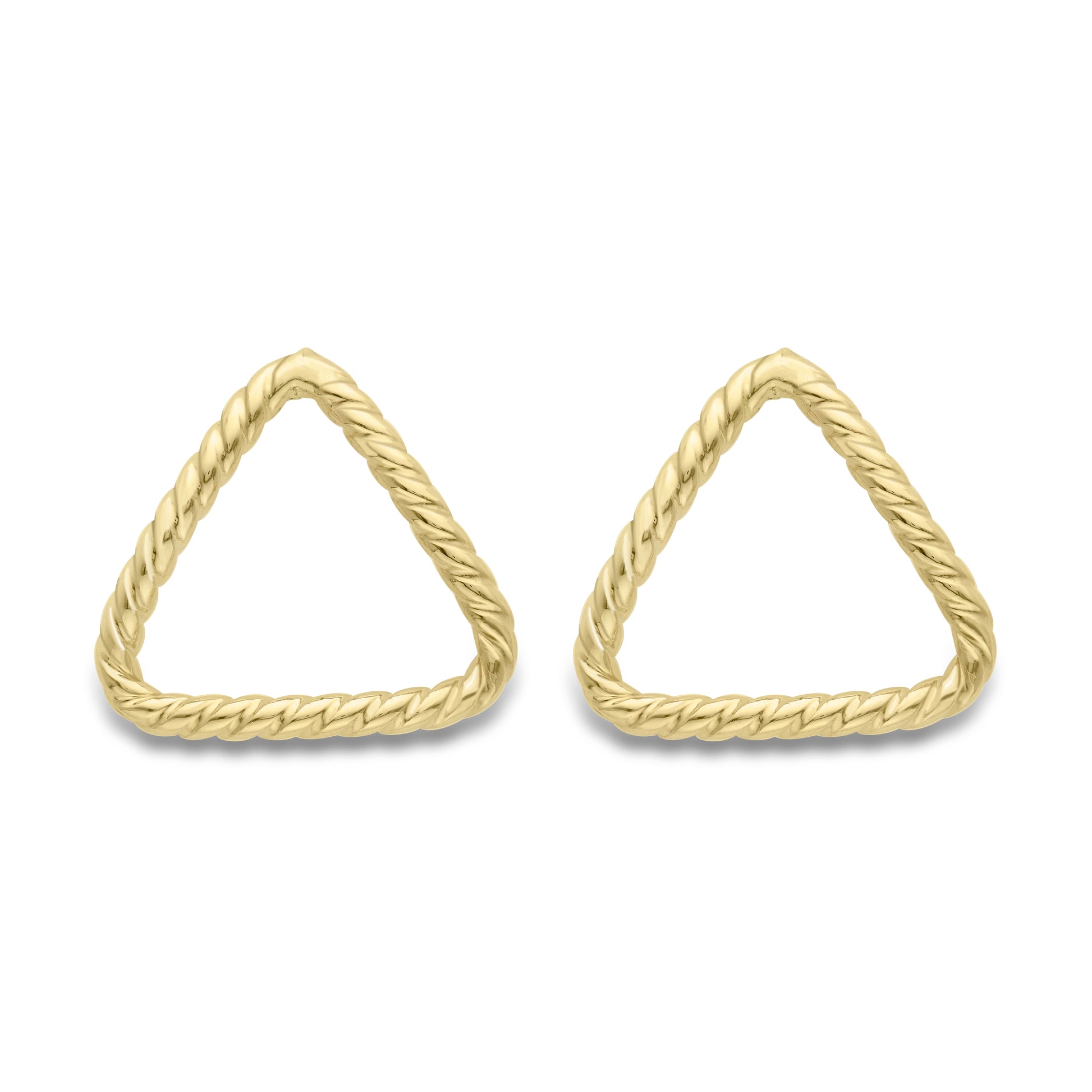 9ct Gold  Rope Twist Equilateral Triangle Stud Earrings - ERNR02649