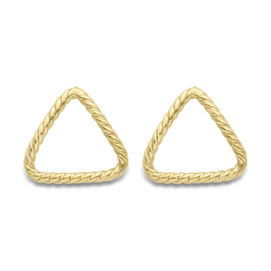 9ct Gold  Rope Twist Equilateral Triangle Stud Earrings - ERNR02649