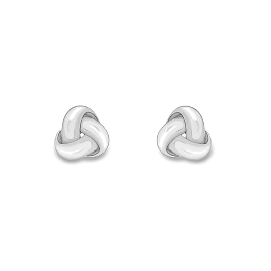 9ct White Gold  Trilogy Love Knot Stud Earrings - ERNR02716