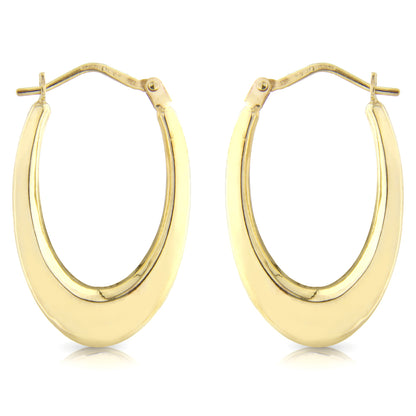 9ct Gold  - Creole - Earrings - Ladies - ERNR02733