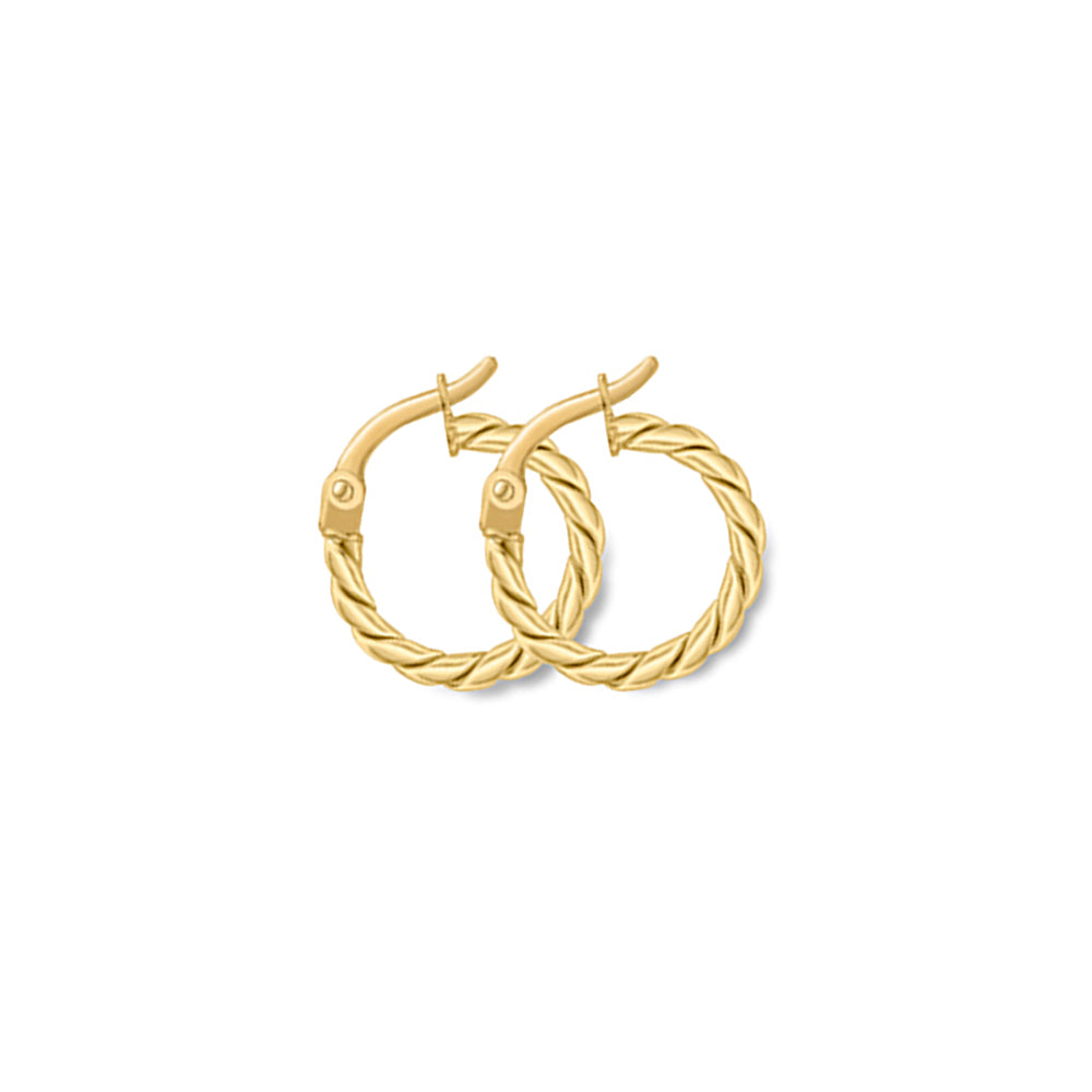 9ct Gold  Cable Twist Hoop Earrings - ERNR02797