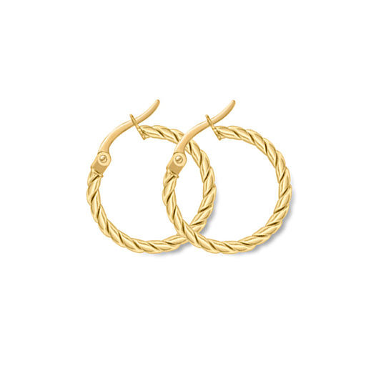 9ct Gold  Cable Twist Hoop Earrings - ERNR02798