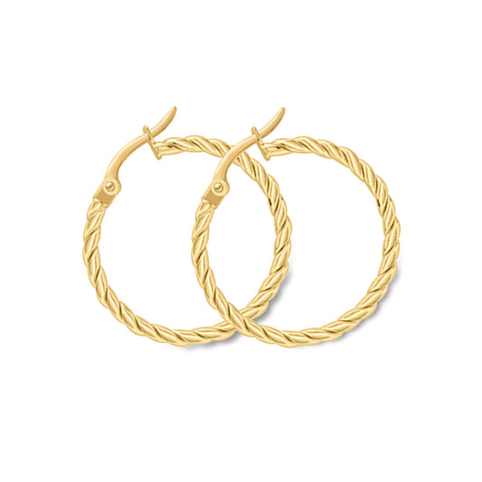 9ct Gold  Cable Twist Hoop Earrings - ERNR02799