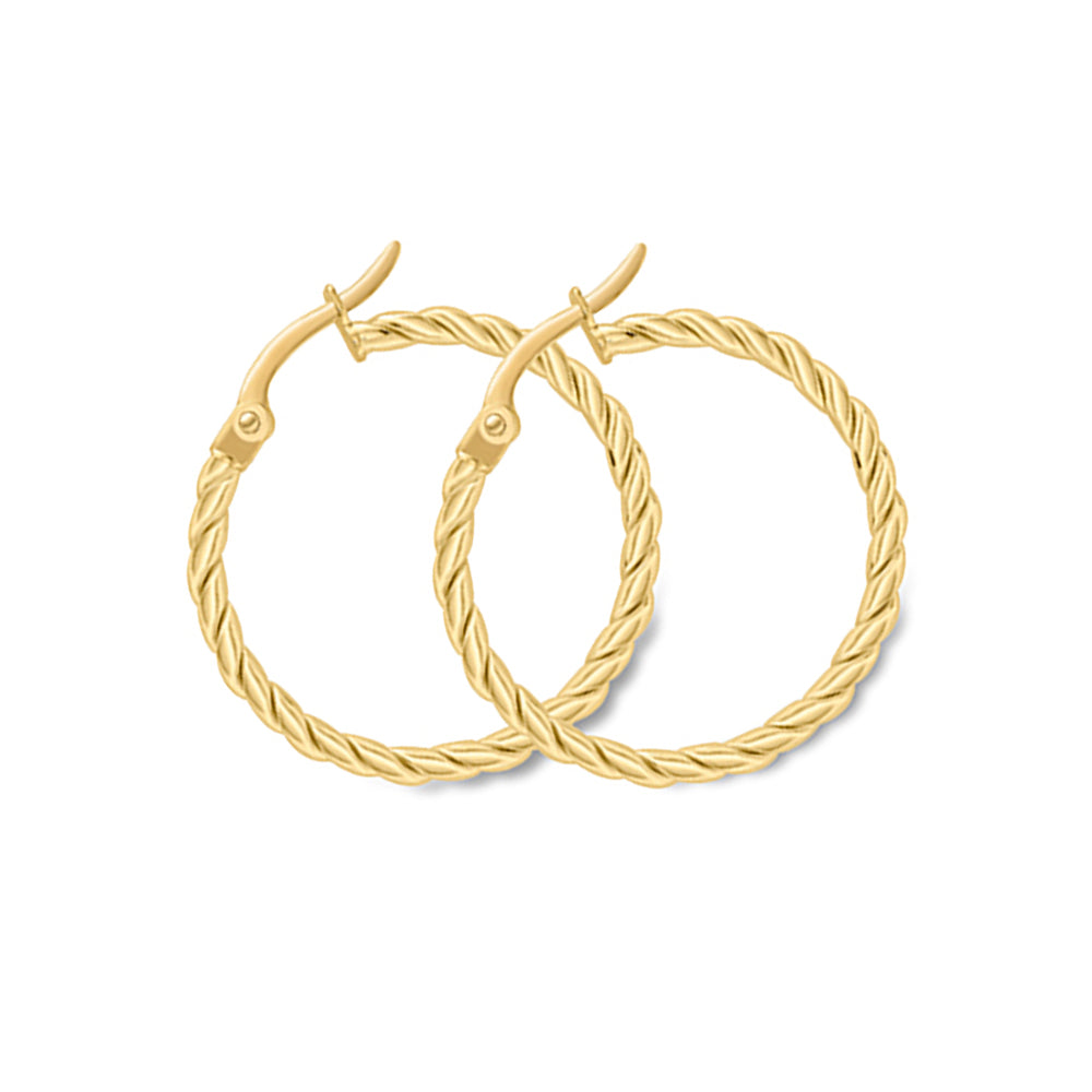 9ct Gold  Cable Twist Hoop Earrings - ERNR02799