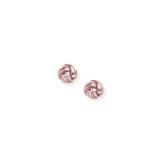 Ladies 9ct Rose Pink Gold  Square Love Knot Stud Earrings 8mm - ERNR02804