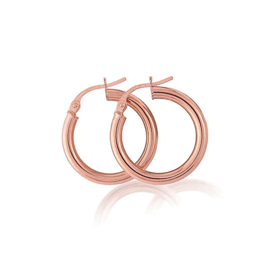 Ladies 9ct Pink Rose Gold  2.5mm Gauge Plain Hoop Earrings - 20mm - ERNR02820