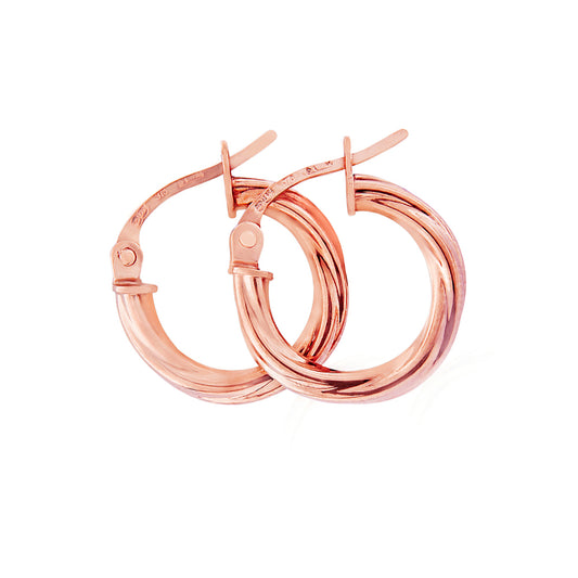 9ct Rose Gold  Twist Hoop Earrings - ERNR02891