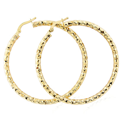 9ct Gold  Hammered Hoop Earrings - ERNR02911