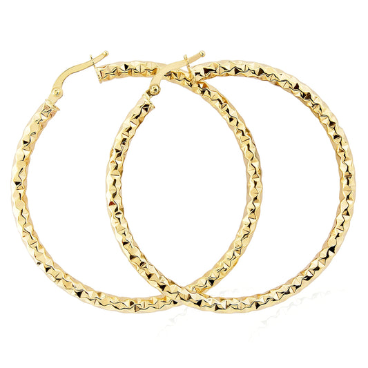 9ct Gold  Hammered Hoop Earrings - ERNR02911