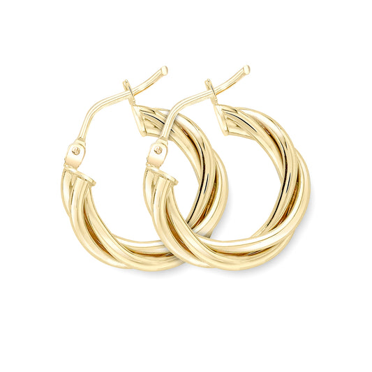 9ct Gold  Twist Hoop Earrings - ERNR02958