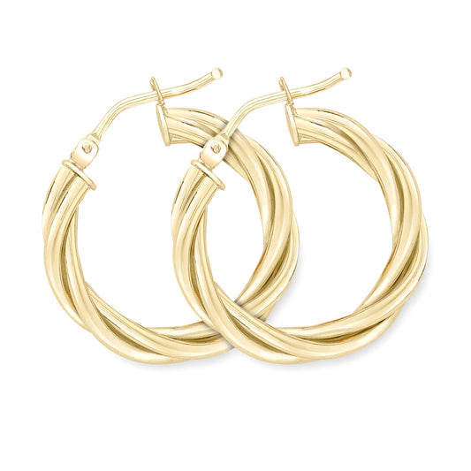 9ct Gold  Twist Hoop Earrings - ERNR02959