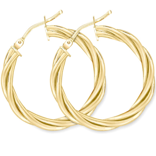 9ct Gold  Twist Hoop Earrings - ERNR02960