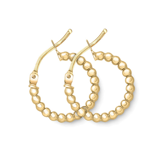 9ct Gold  Beaded Hoop Earrings - ERNR02961