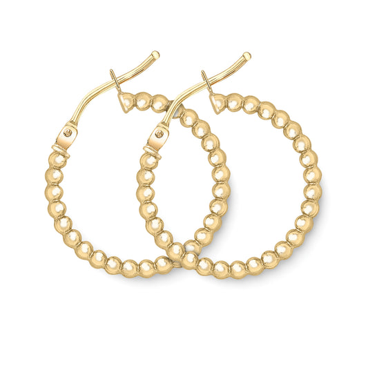 9ct Gold  Beaded Hoop Earrings - ERNR02962