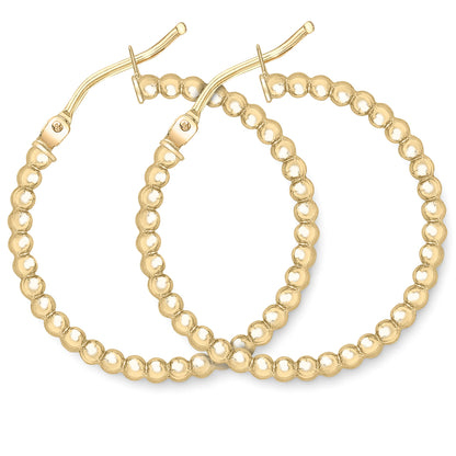9ct Gold  Beaded Hoop Earrings - ERNR02963