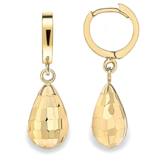 9ct Gold  Drop Huggie Hoop Earrings - ERNR02966