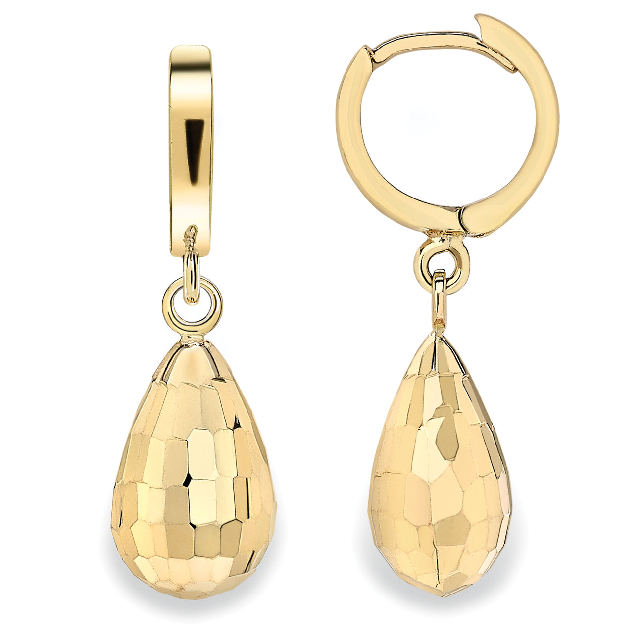 9ct Gold  Drop Huggie Hoop Earrings - ERNR02966