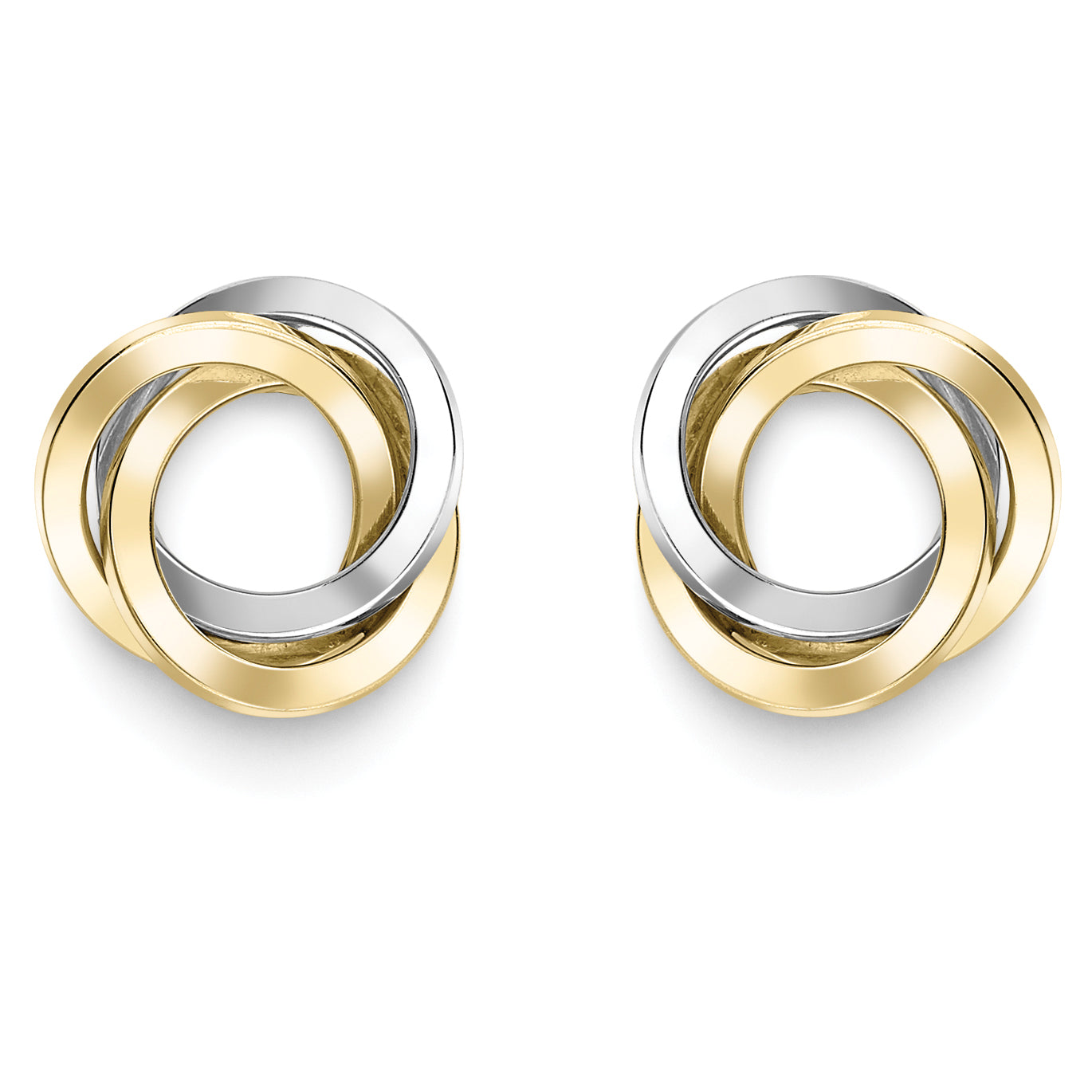 9ct 2-Colour Gold  Trilogy Knot Stud Earrings - ERNR02973