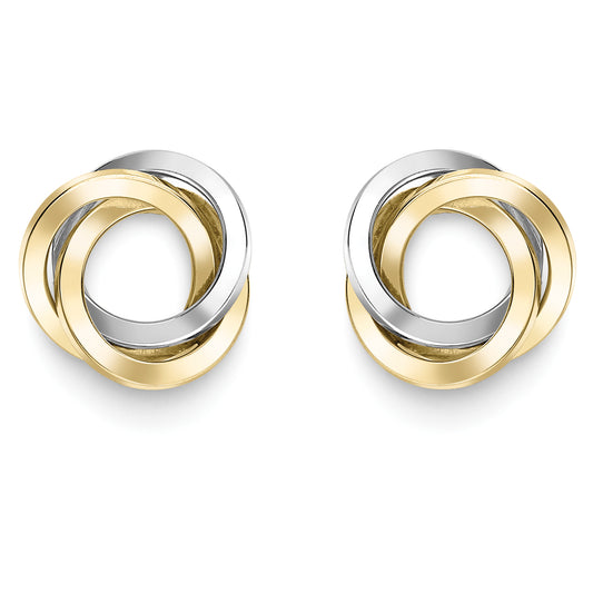 9ct 2-Colour Gold  Trilogy Knot Stud Earrings - ERNR02973