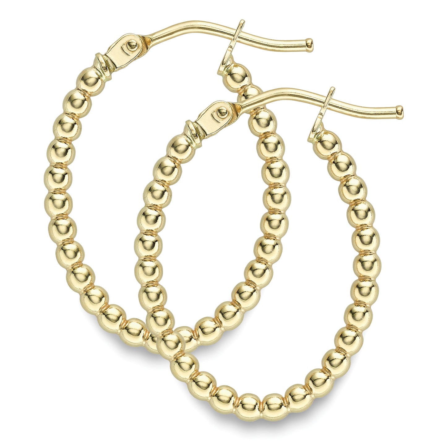9ct Gold  Bead Chain Oval Shape Hoop Earrings - ERNR02975