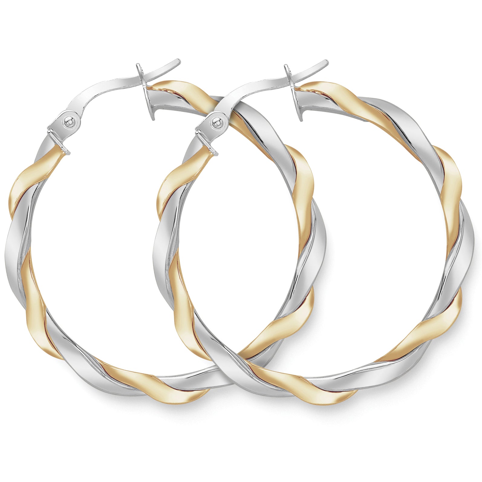 9ct 2-Colour Gold  Ribbon Twist Hoop Earrings 25 x 25mm - ERNR02986