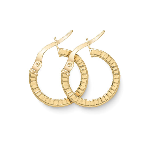 9ct Gold  Patterned Hoop Earrings - ERNR02991