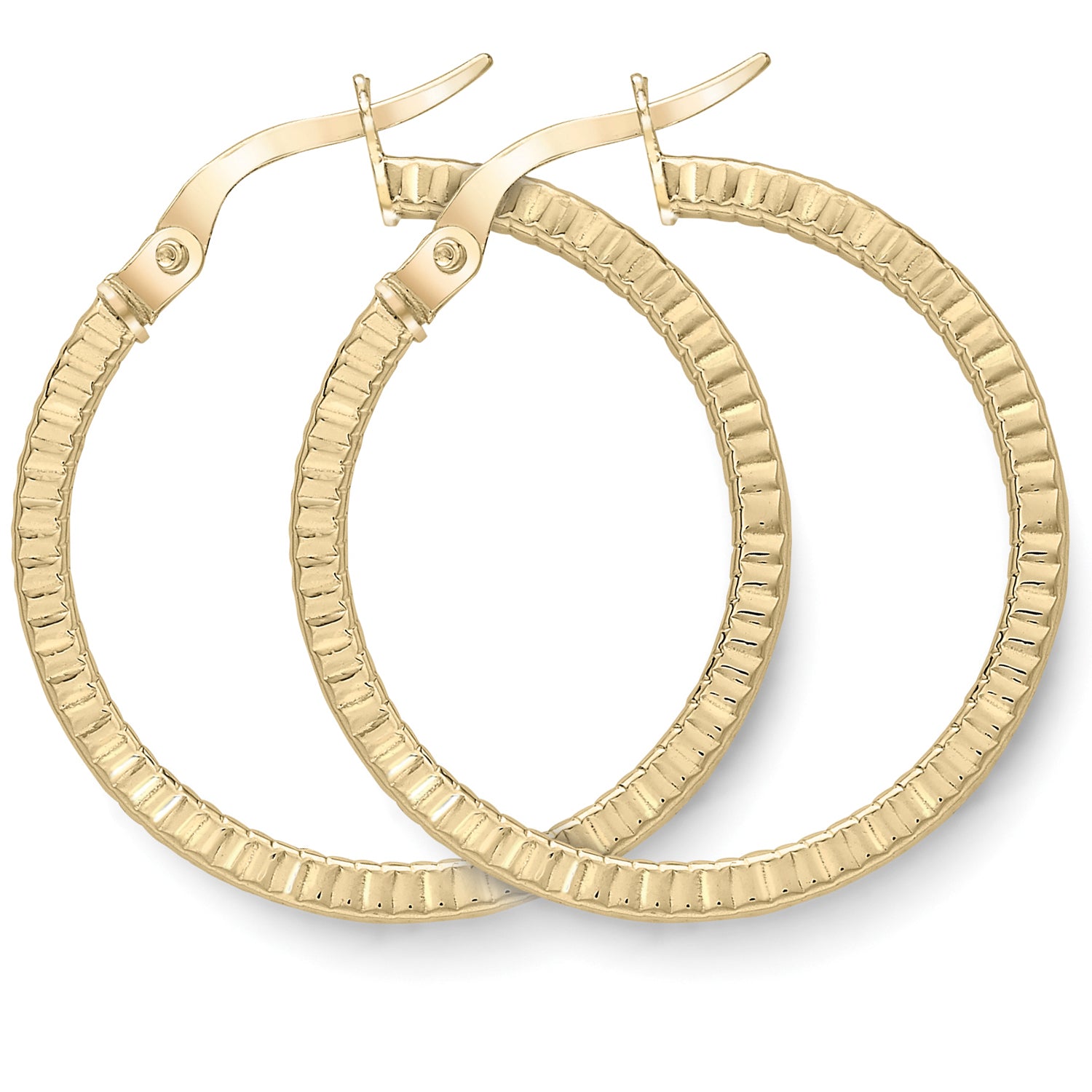 9ct Gold  Patterned Hoop Earrings - ERNR02993