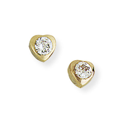 9ct Gold  CZ HeartStud Earrings - SENR02003