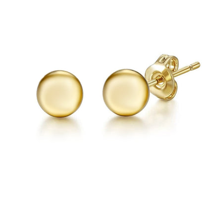 Ladies 9ct Gold  3D Round Bead Ball Stud Earrings - 7mm - SENR02073