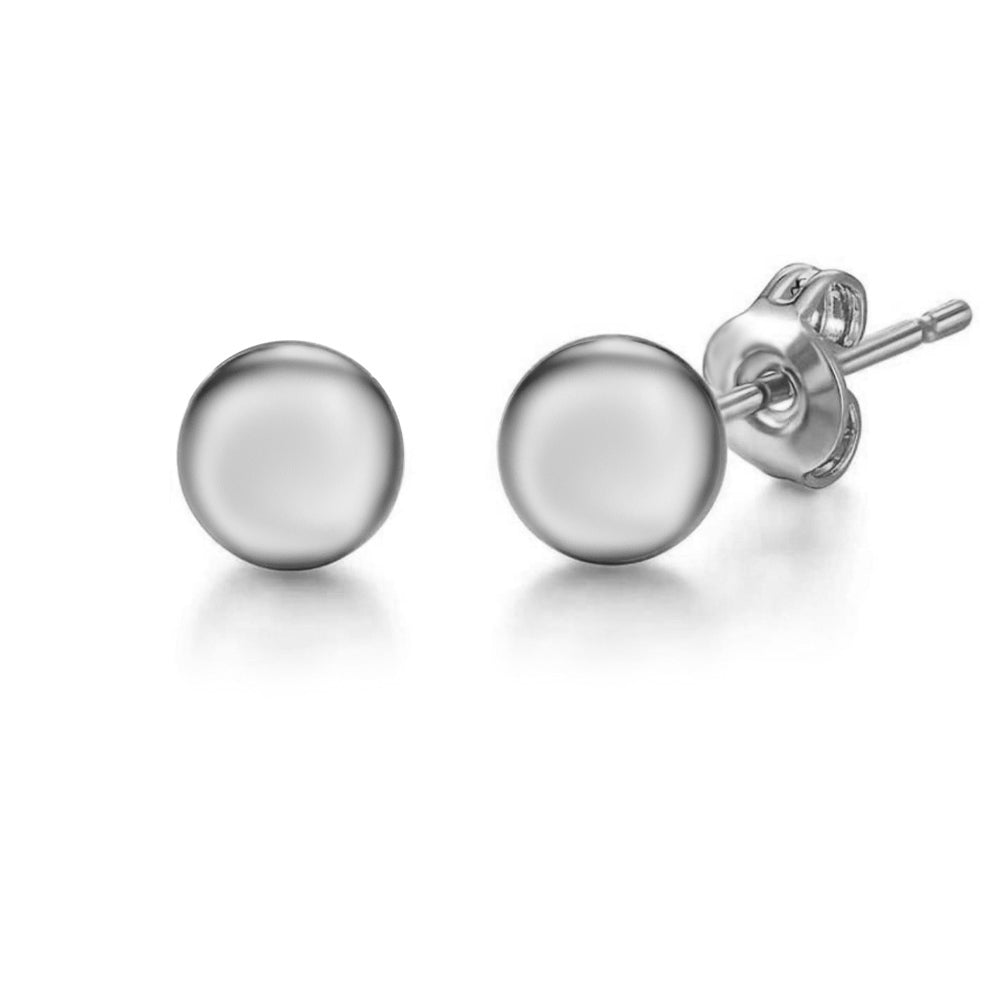 Ladies 18ct White Gold  Spherical Bead Ball Stud Earrings - 6mm - SGNR02106