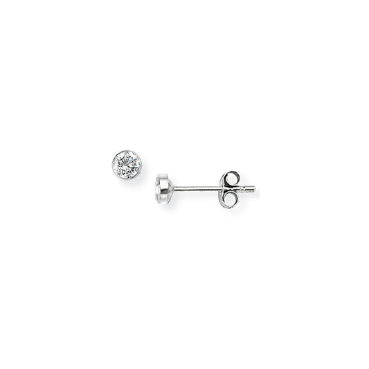 9ct White Gold  CZ Round Bezel Stud Earrings - 3mm - SENR02203