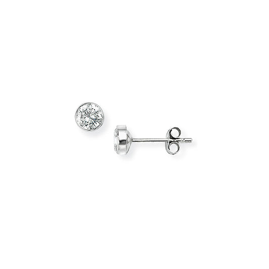 9ct White Gold  CZ Round Bezel Stud Earrings - 4mm - SENR02204