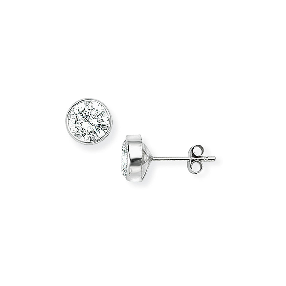 9ct White Gold  CZ Round Bezel Stud Earrings - 6mm - SENR02206