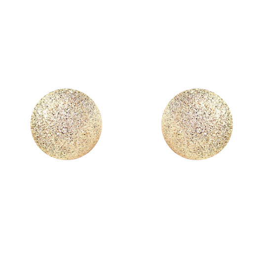 Ladies 9ct Gold  Moondust Frosted Ball Stud Earrings - 6mm - SENR02208