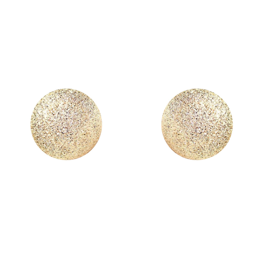 Ladies 9ct Gold  Moondust Frosted Ball Stud Earrings - 6mm - SENR02208