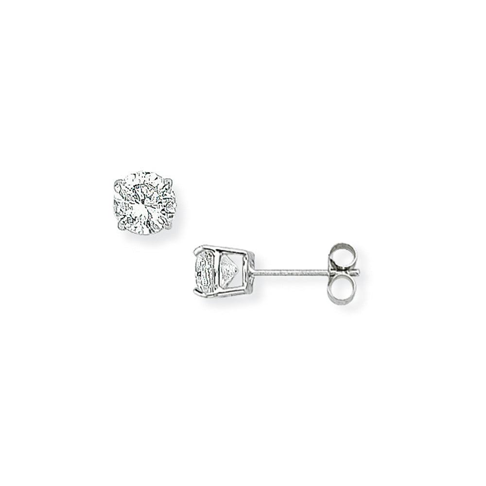 Ladies 9ct White Gold  CZ Round Stud Earrings - 5mm - SENR02210