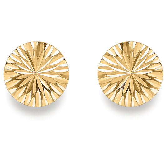 9ct Gold  Diamond-cut Sun Rays Sparkling Stud Earrings - SENR02247