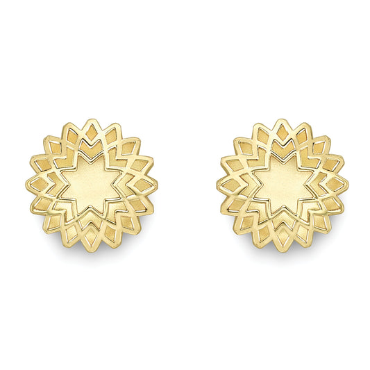 9ct Gold  Spirograph Explosion Popcorn Stud Earrings - SENR02258