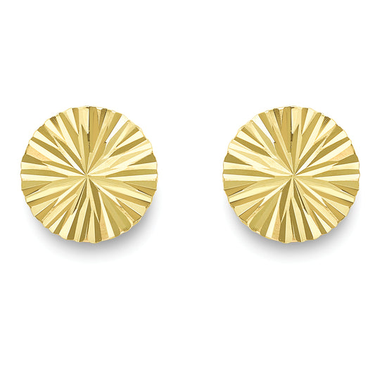 9ct Gold  Diamond-cut Starburst Disc Stud Earrings - SENR02259